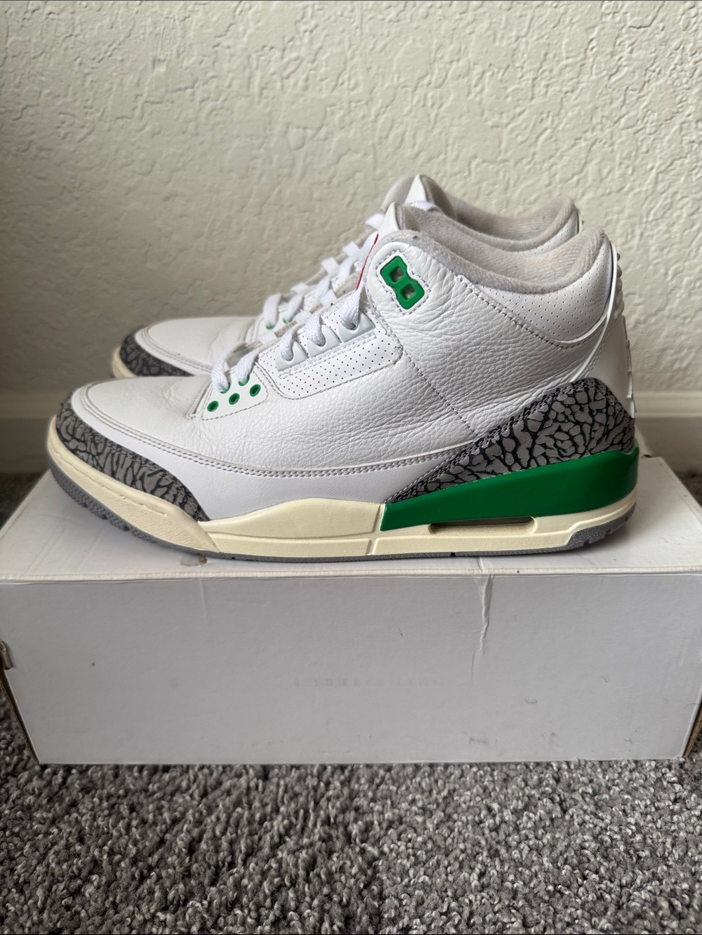 Air Jordan Retro 3 Lucky Green Women 11, Men 9.5